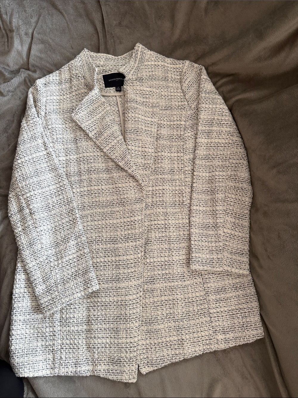 Banana Republic Cream-Textured Open Front Blazer